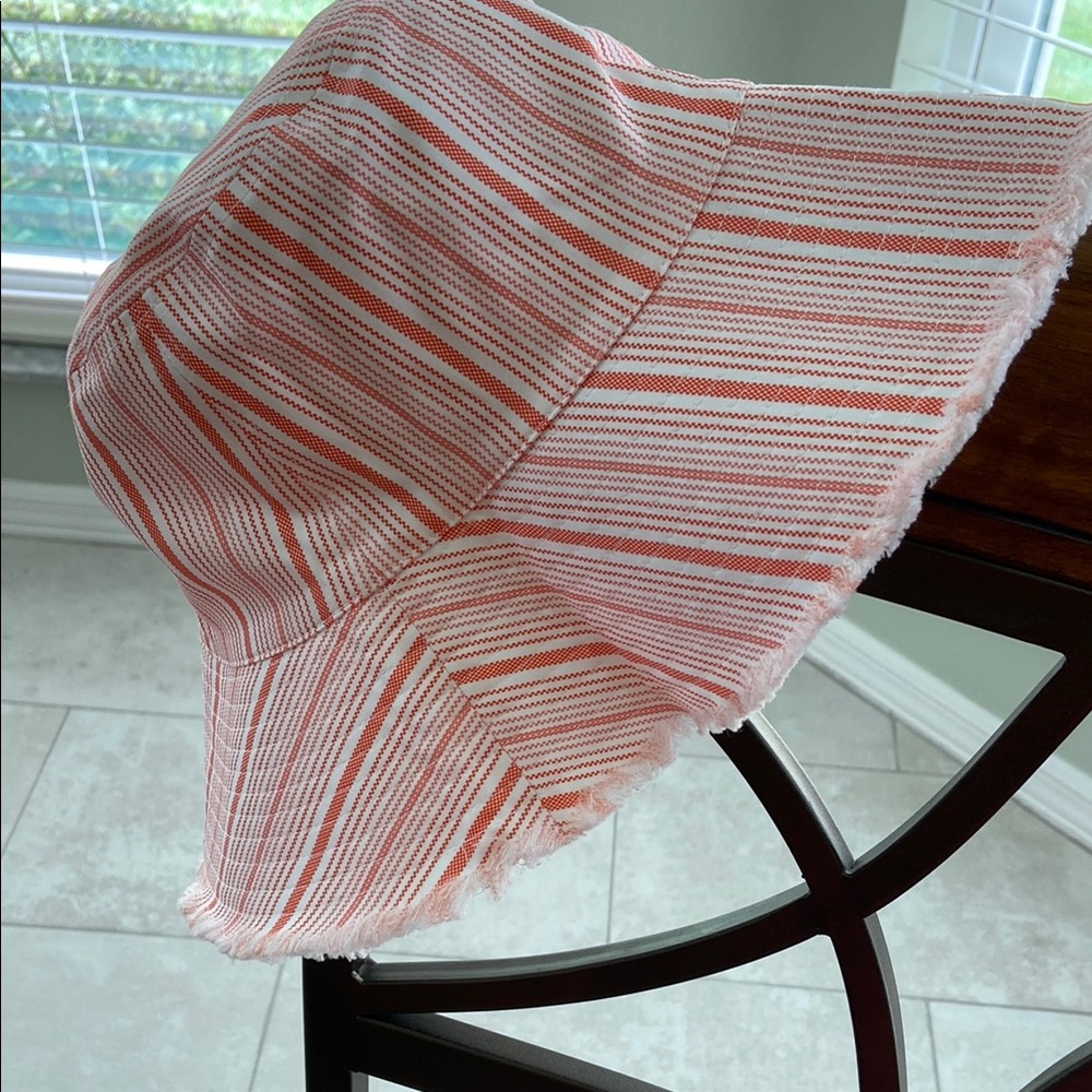 Talbots Orange and White Bucket Hat